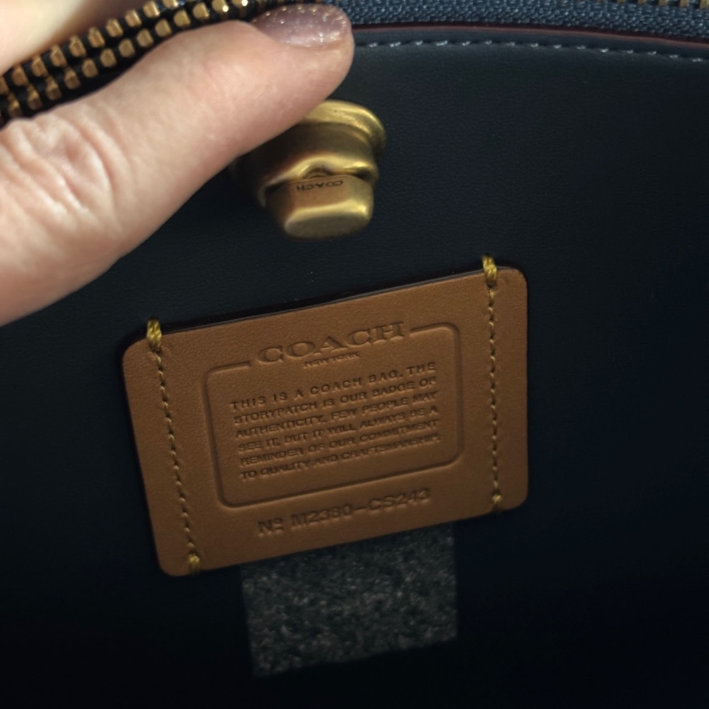 Coach Denim Shoulder Bag with Blue Leather Strap and Tan Tag - Picture 11 of 11